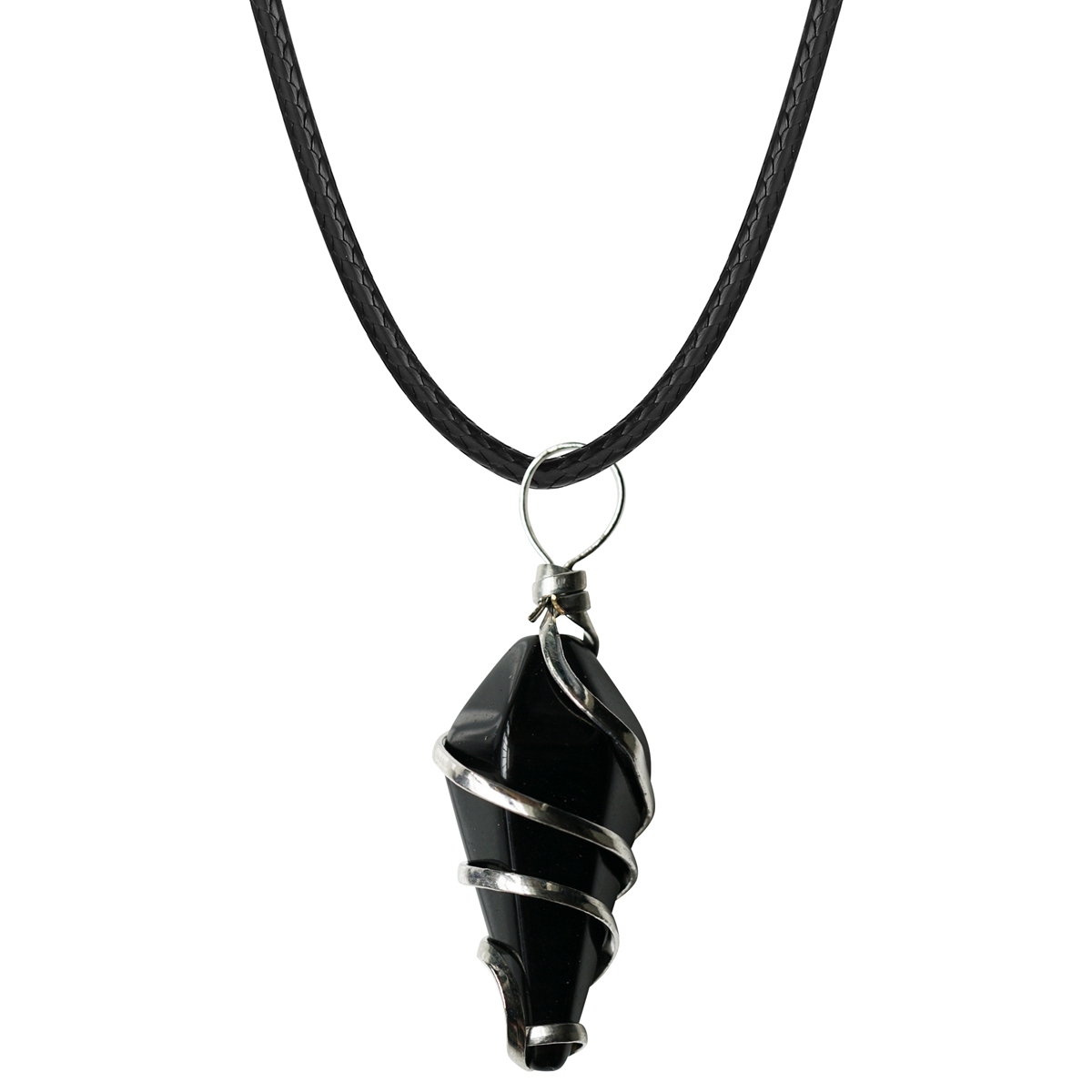 Wholesale Natural Crystal Hexagon Cone Wire Pendant Amethyst Tiger Eye Quartz Stone Pendant Necklace For Gift