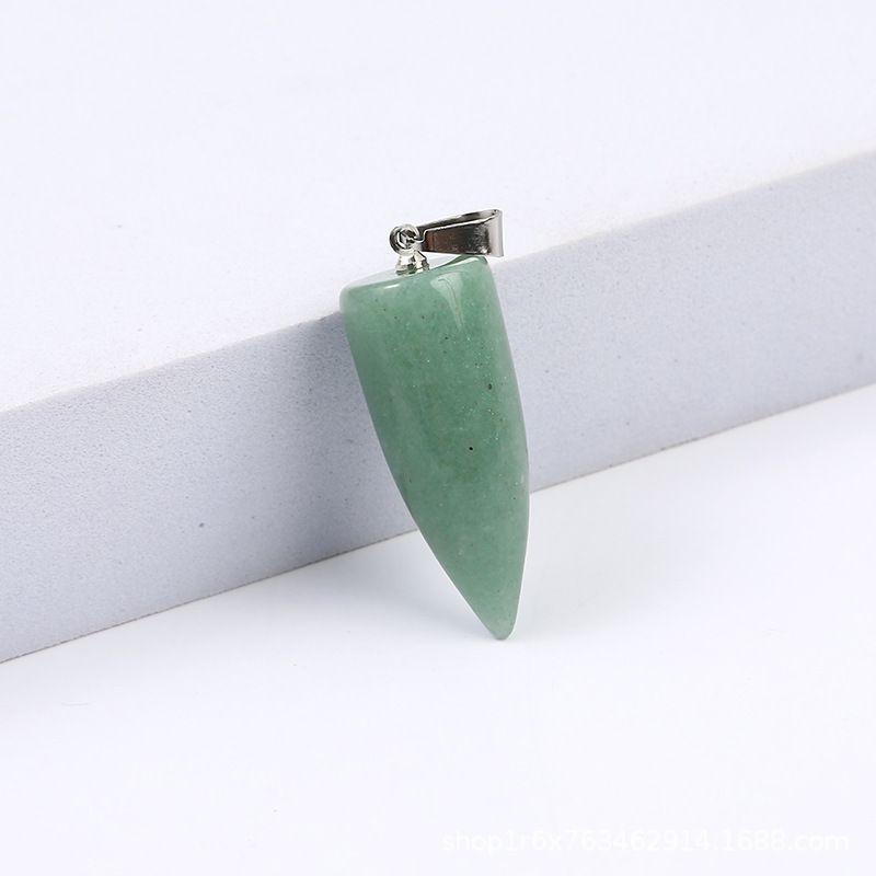Natural Stone Cone Pendant Crystal Chakra Necklace Pendant Hexagonal Column Pendulum Gemstone Jewelry Pendant