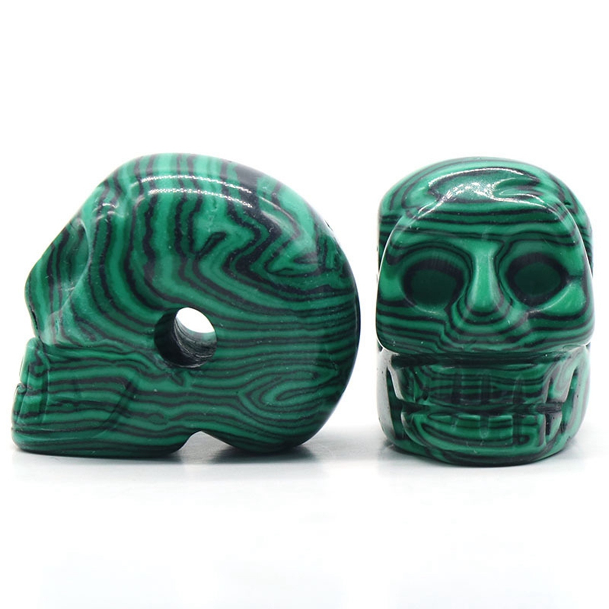 23mm Natural Stone Skull Head Statue Hand Carved Gemstone Human Skeleton Head Figurines Reiki Healing Stone for Home Office Decoration