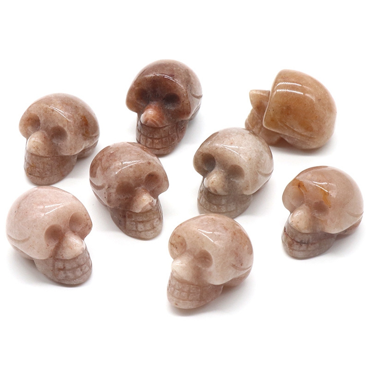 23mm Natural Crystal Quartz Skull Figurine Reiki Healing Energy Stones Ornaments Carved Statue Gemstone Home Decor Halloween Gift