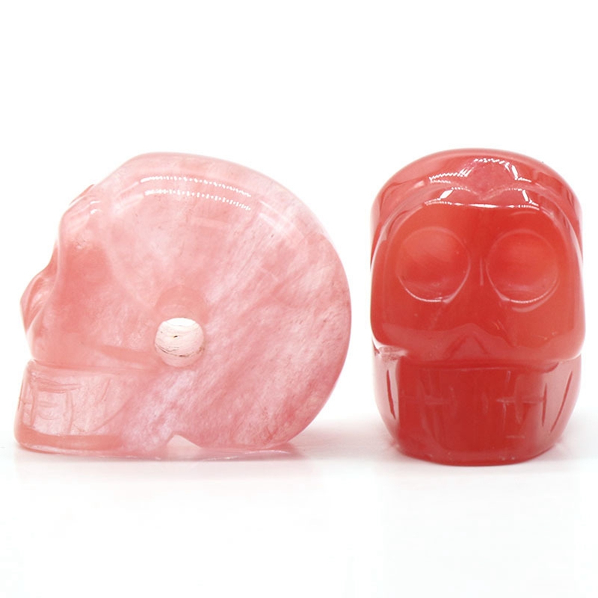 23mm Natural Stone Skull Head Statue Hand Carved Gemstone Human Skeleton Head Figurines Reiki Healing Stone for Home Office Decoration