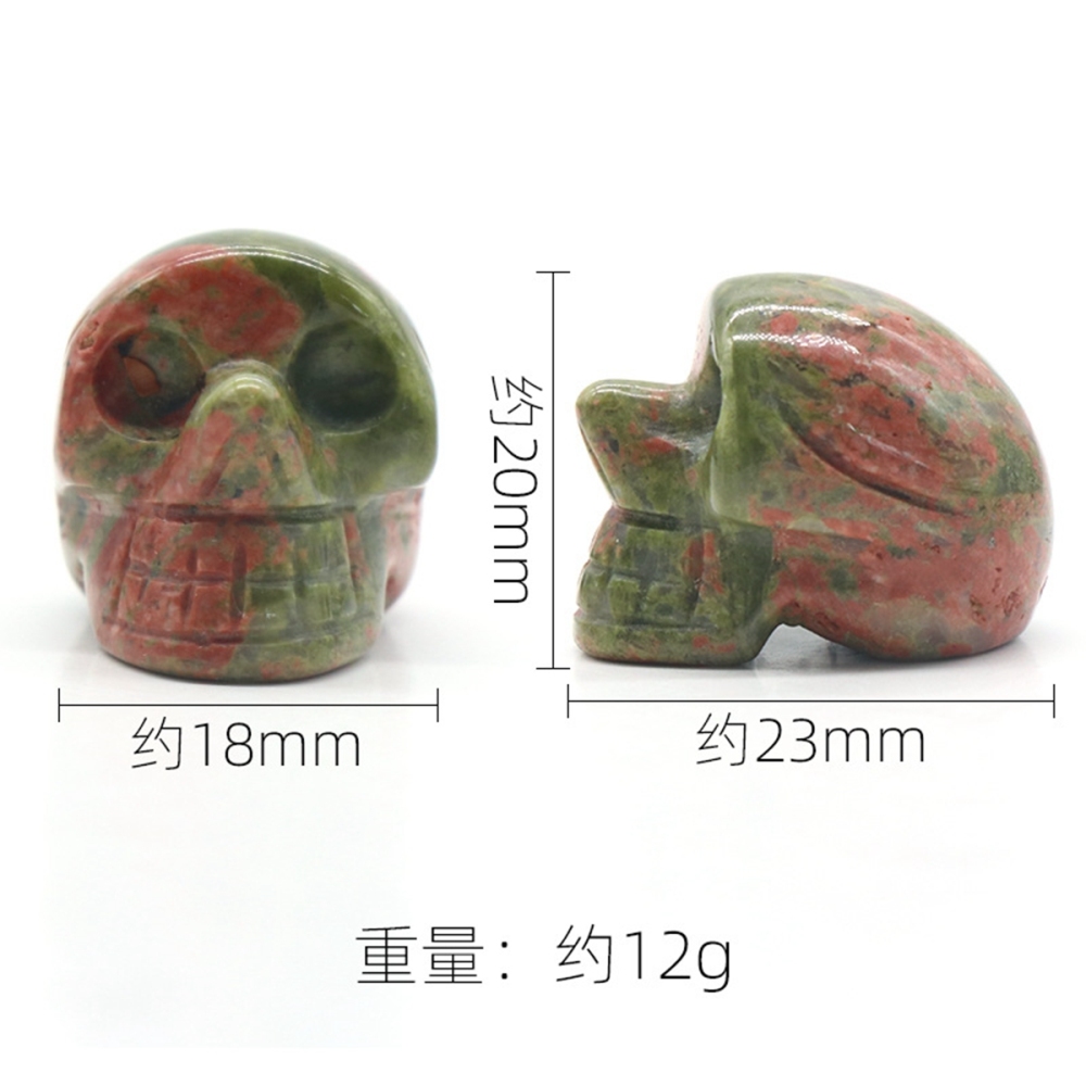 23mm Natural Crystal Quartz Skull Figurine Reiki Healing Energy Stones Ornaments Carved Statue Gemstone Home Decor Halloween Gift