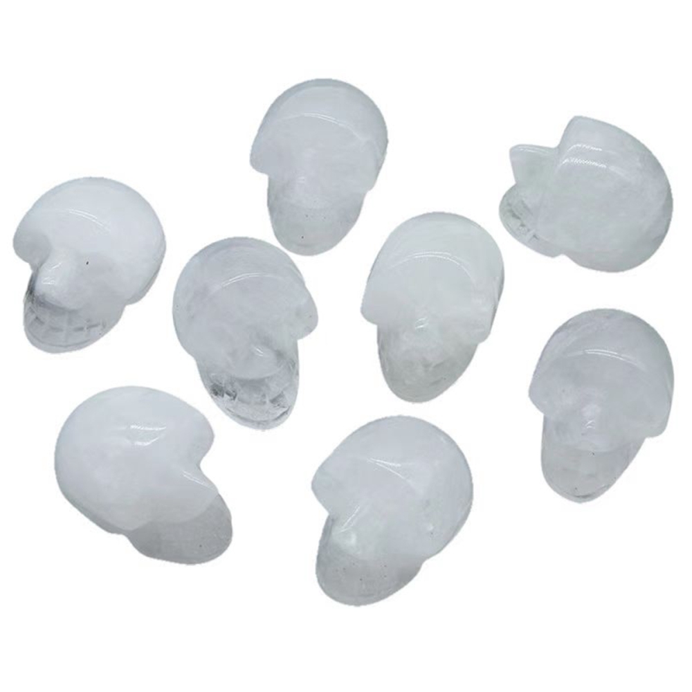 23mm Natural Crystal Quartz Skull Figurine Reiki Healing Energy Stones Ornaments Carved Statue Gemstone Home Decor Halloween Gift
