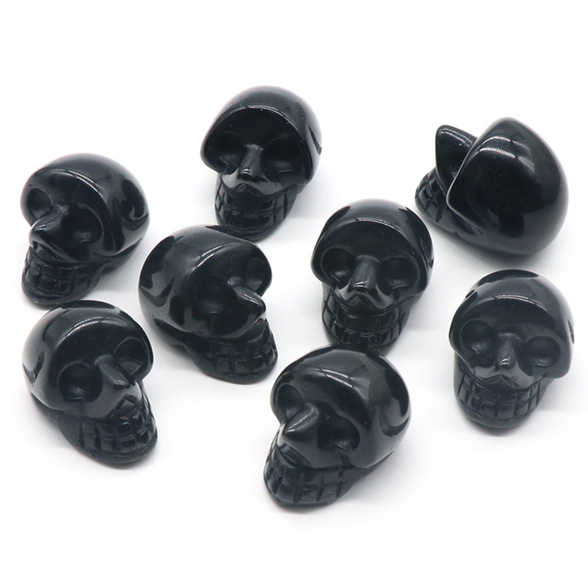 23mm Natural Crystal Quartz Skull Figurine Reiki Healing Energy Stones Ornaments Carved Statue Gemstone Home Decor Halloween Gift