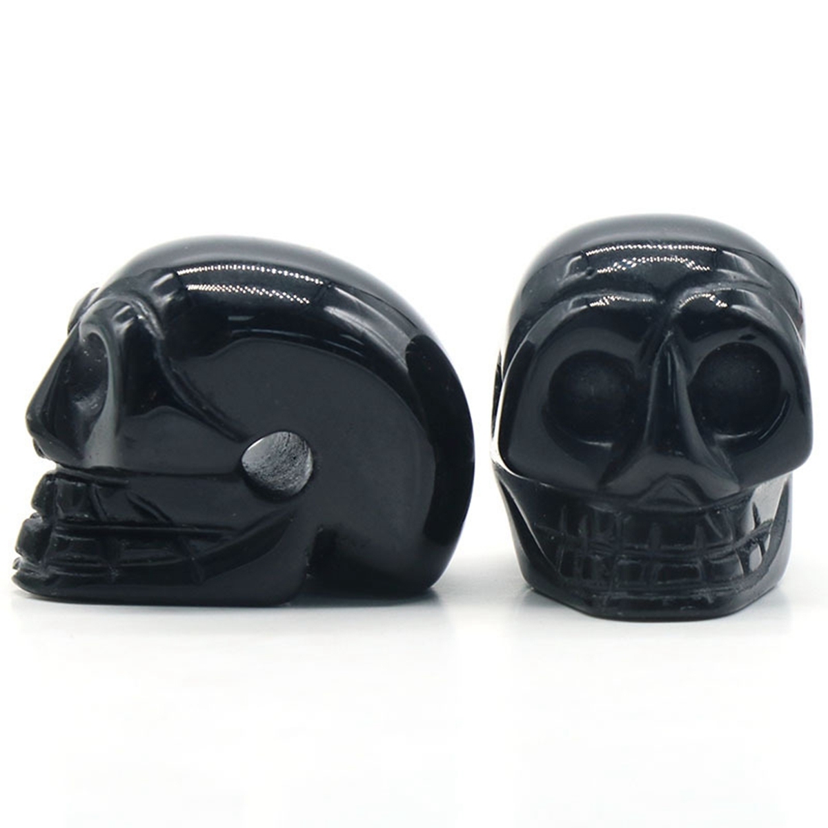 23mm Natural Stone Skull Head Statue Hand Carved Gemstone Human Skeleton Head Figurines Reiki Healing Stone for Home Office Decoration