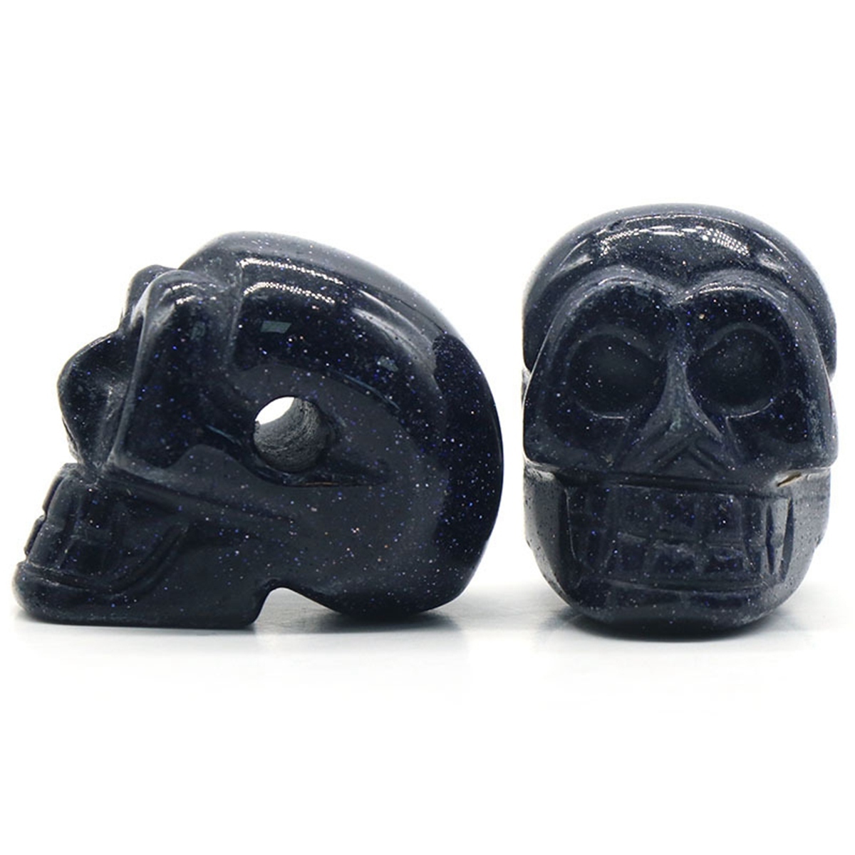 23mm Natural Stone Skull Head Statue Hand Carved Gemstone Human Skeleton Head Figurines Reiki Healing Stone for Home Office Decoration