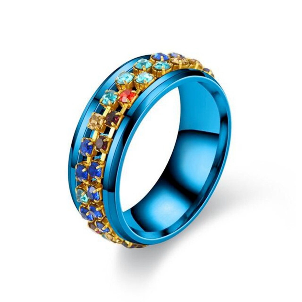 CZ Rhinestone Crystal Spinner Band Ring for Women Men Anxiety Relief 6MM Fidget Stainless Steel Perfect Weddings Parties Celebrations