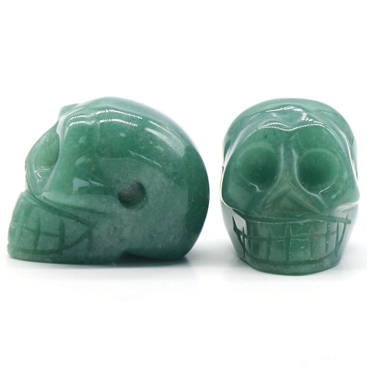 23mm Natural Stone Skull Head Statue Hand Carved Gemstone Human Skeleton Head Figurines Reiki Healing Stone for Home Office Decoration