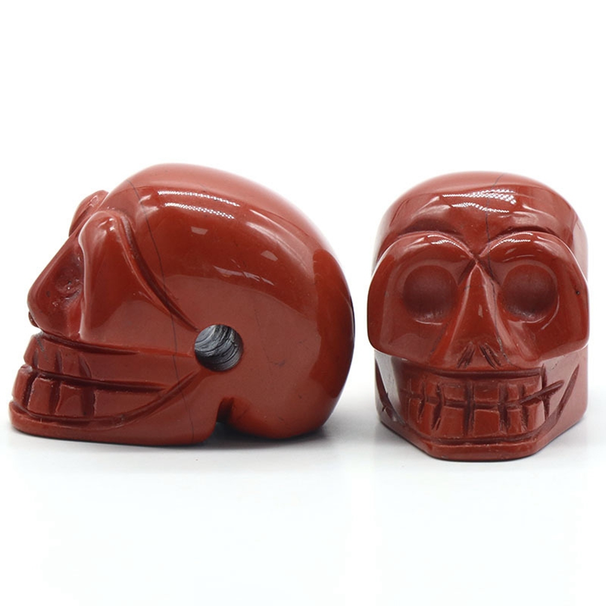 23mm Natural Stone Skull Head Statue Hand Carved Gemstone Human Skeleton Head Figurines Reiki Healing Stone for Home Office Decoration