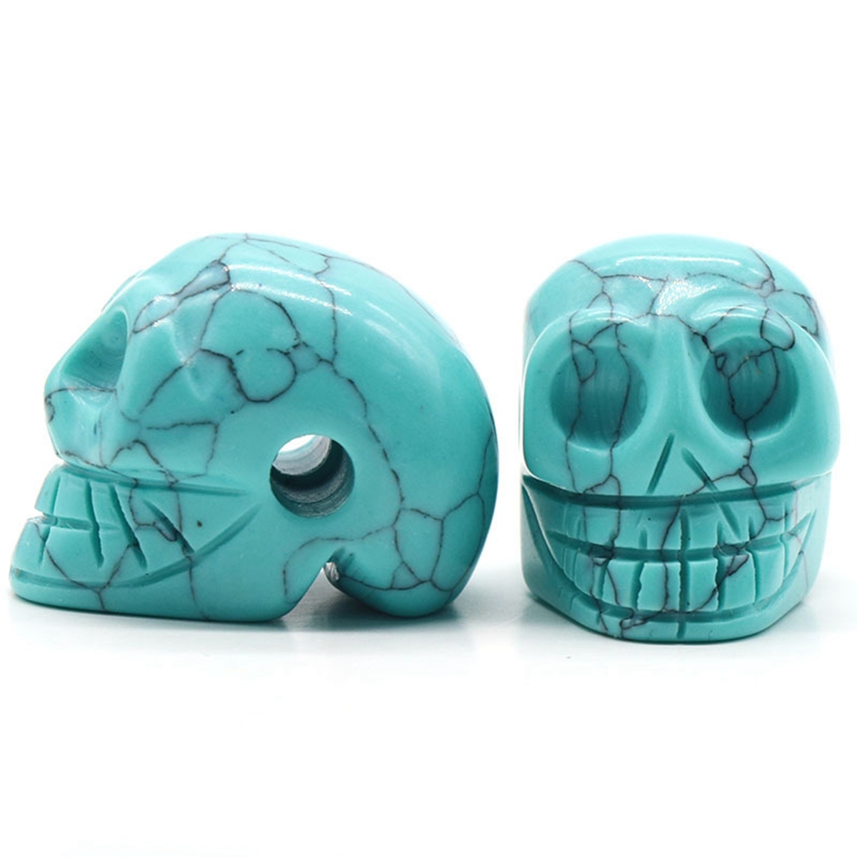 23mm Natural Stone Skull Head Statue Hand Carved Gemstone Human Skeleton Head Figurines Reiki Healing Stone for Home Office Decoration