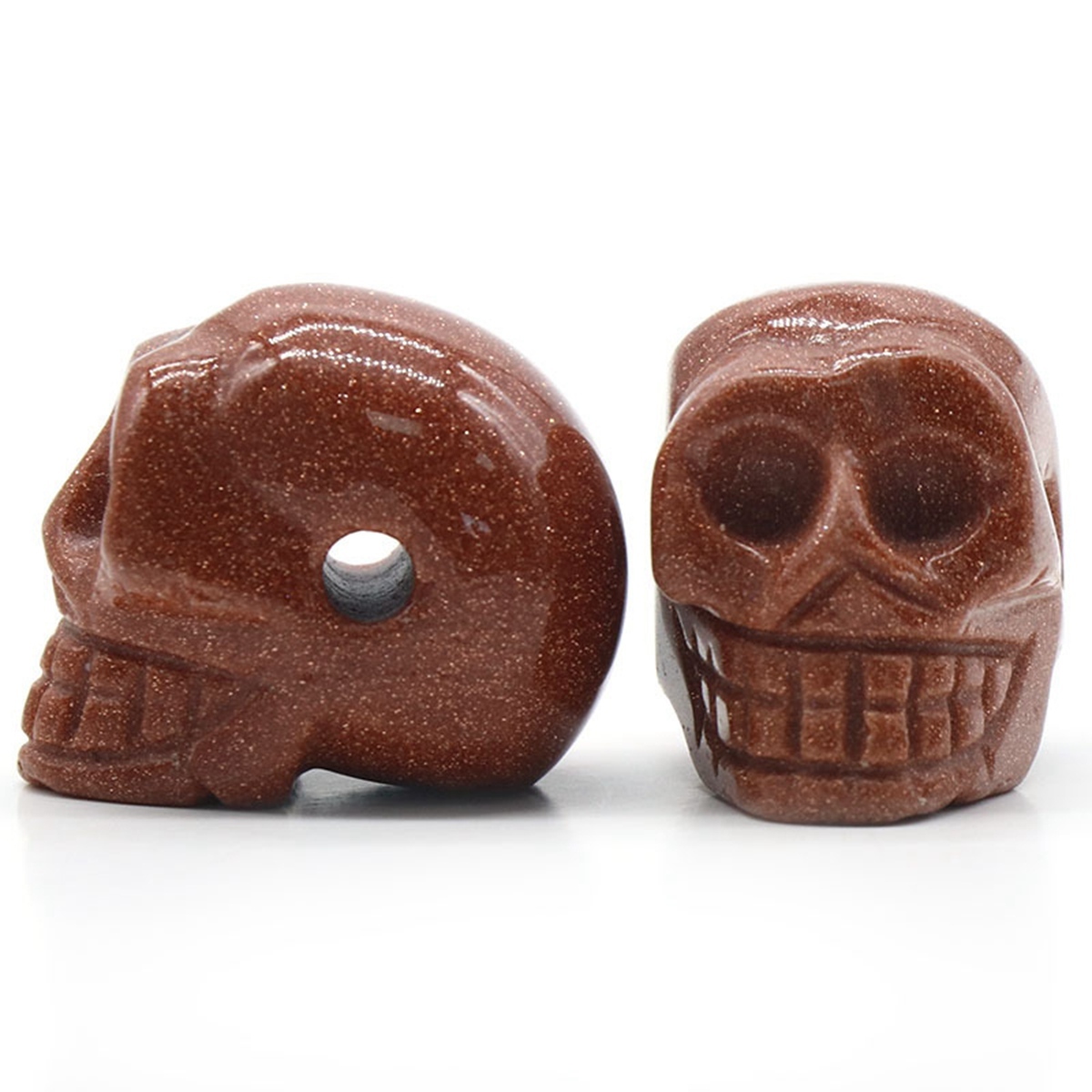 23mm Natural Stone Skull Head Statue Hand Carved Gemstone Human Skeleton Head Figurines Reiki Healing Stone for Home Office Decoration