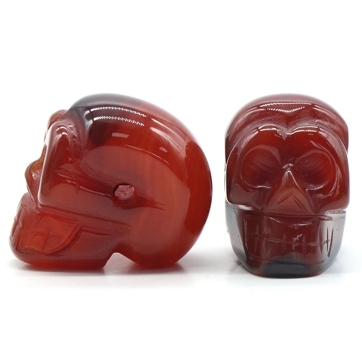 23mm Natural Stone Skull Head Statue Hand Carved Gemstone Human Skeleton Head Figurines Reiki Healing Stone for Home Office Decoration