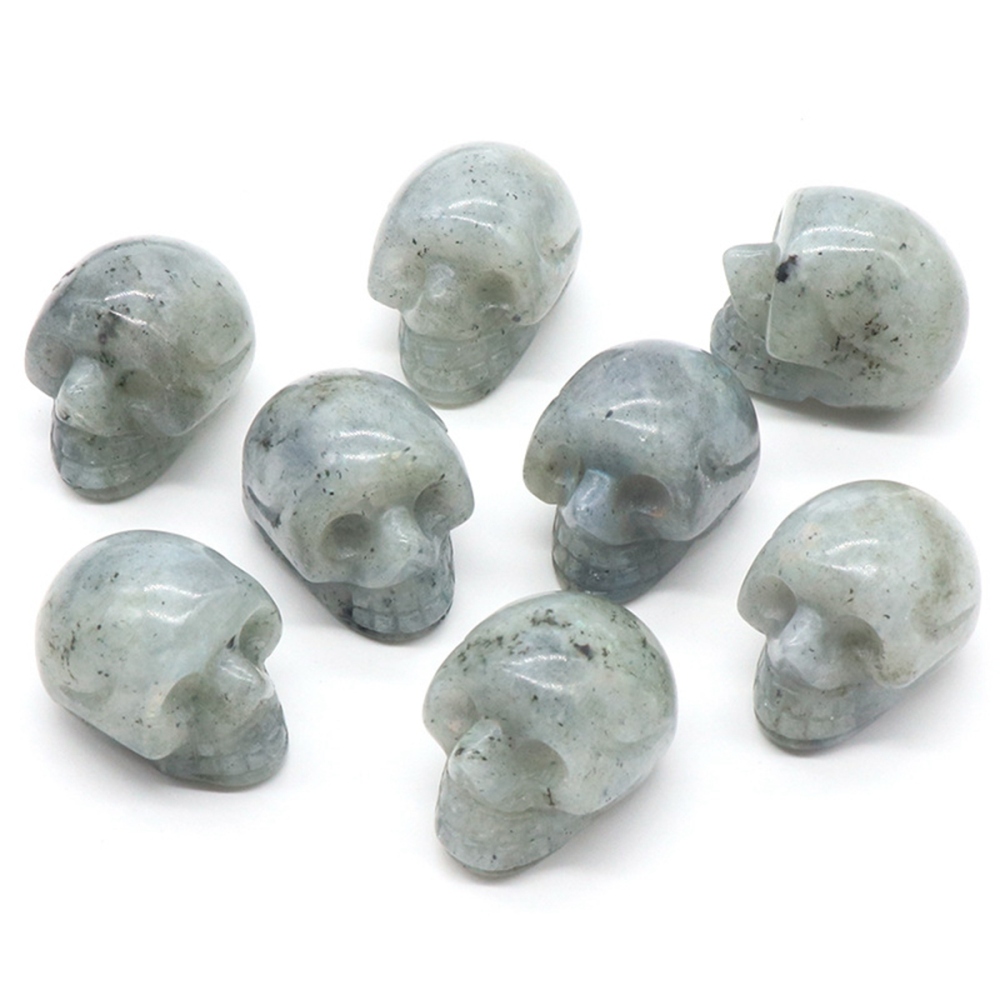 23mm Natural Crystal Quartz Skull Figurine Reiki Healing Energy Stones Ornaments Carved Statue Gemstone Home Decor Halloween Gift