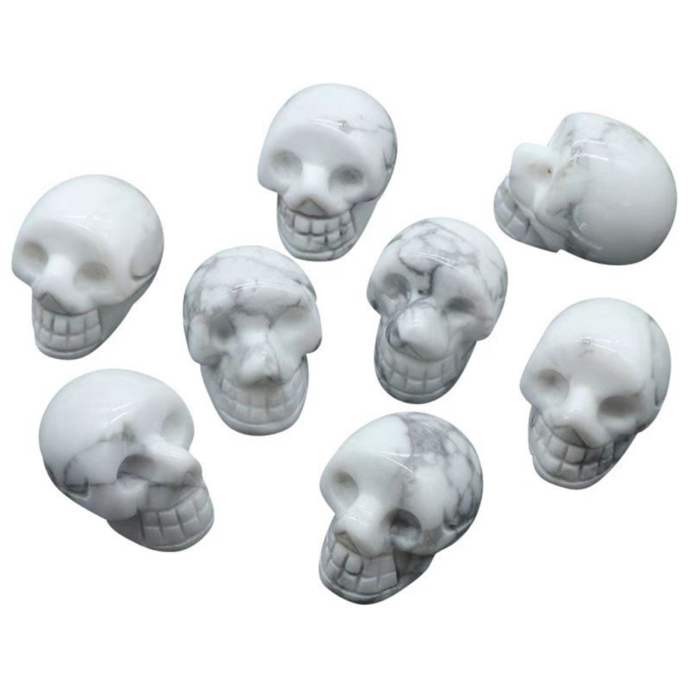 23mm Natural Crystal Quartz Skull Figurine Reiki Healing Energy Stones Ornaments Carved Statue Gemstone Home Decor Halloween Gift