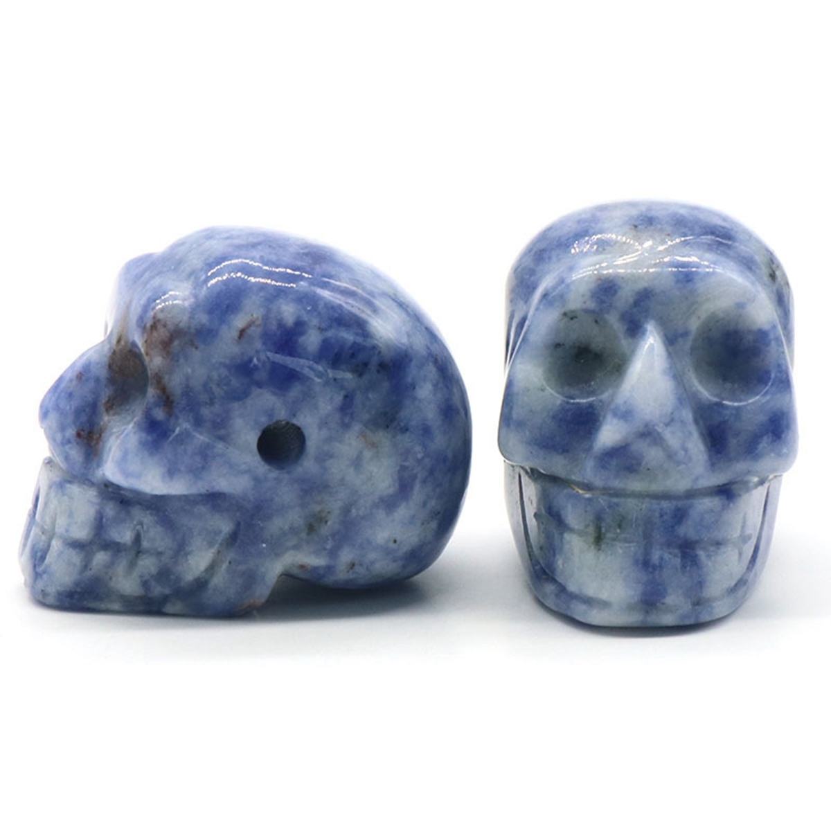 23mm Natural Stone Skull Head Statue Hand Carved Gemstone Human Skeleton Head Figurines Reiki Healing Stone for Home Office Decoration
