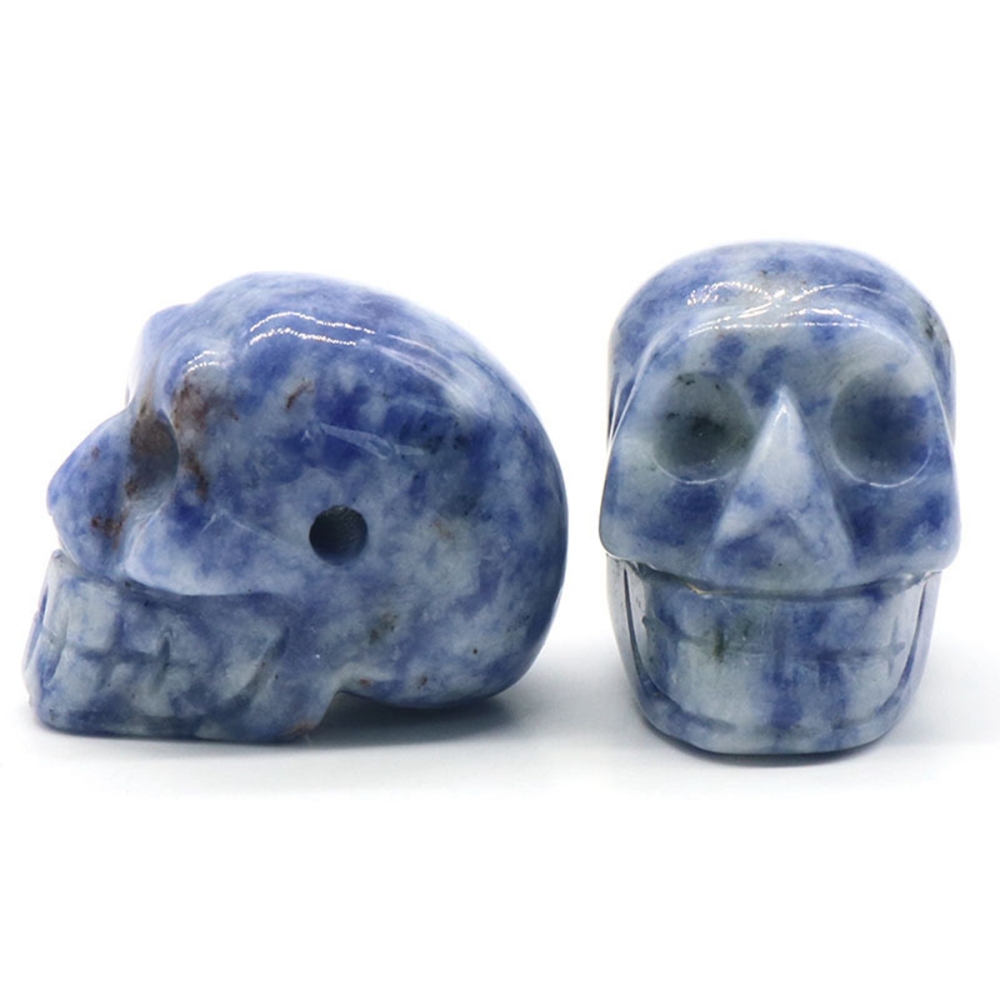 23mm Natural Stone Skull Head Statue Hand Carved Gemstone Human Skeleton Head Figurines Reiki Healing Stone for Home Office Decoration