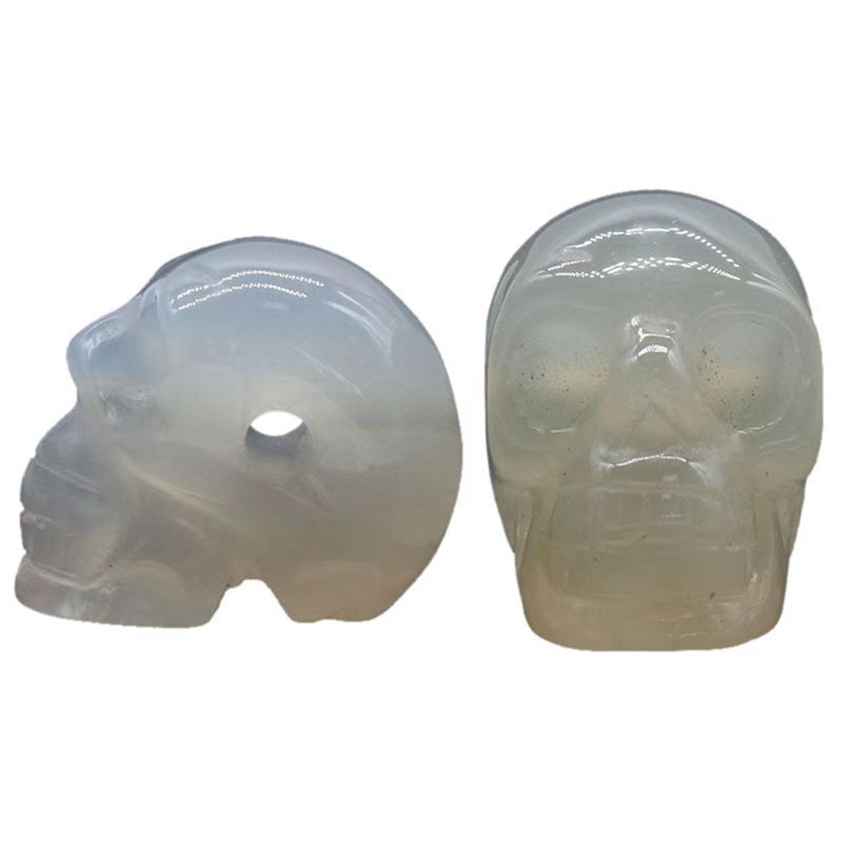 23mm Natural Stone Skull Head Statue Hand Carved Gemstone Human Skeleton Head Figurines Reiki Healing Stone for Home Office Decoration