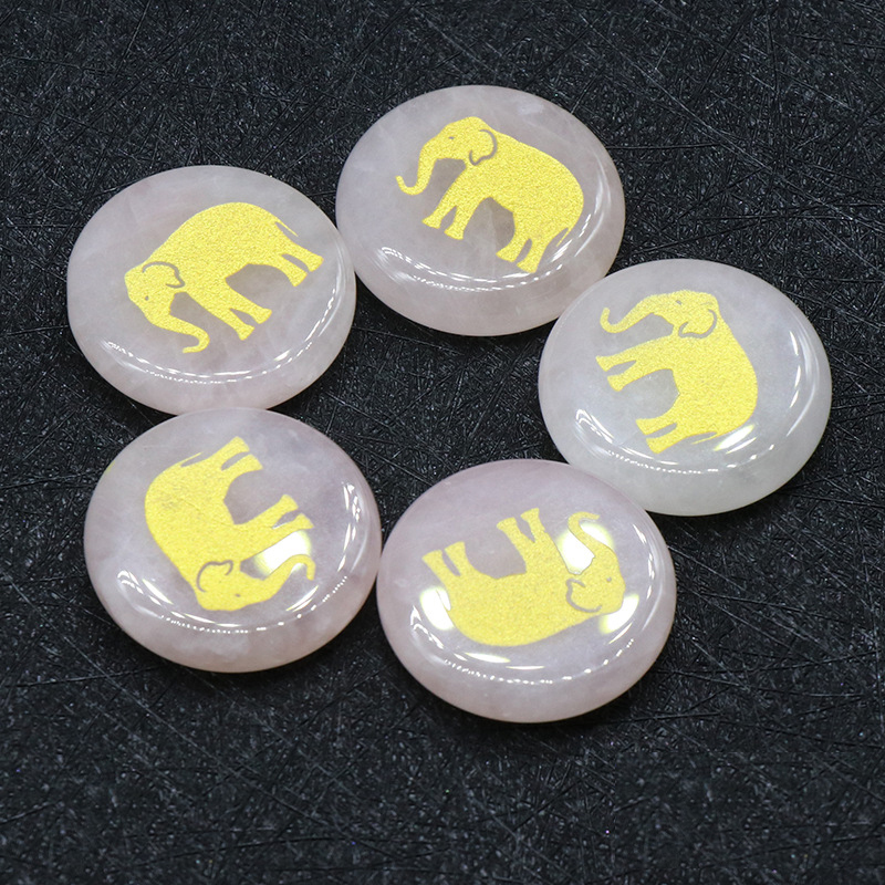 Hot Sale Tiger Eye Green Aventurine Pink Crystal Carved Elephant Disc Diy Jewelry Accessories For Women Gift