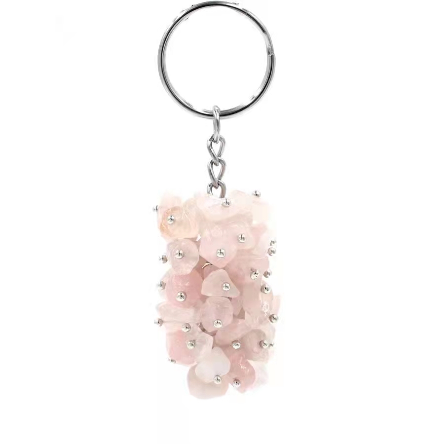 Natural Grape Shape Gravel Pendant Charm Necklace Keychain Rings Quartz Crystal Accessories For Women's Jewelry