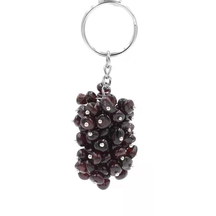 Natural Grape Shape Gravel Pendant Charm Necklace Keychain Rings Quartz Crystal Accessories For Women's Jewelry