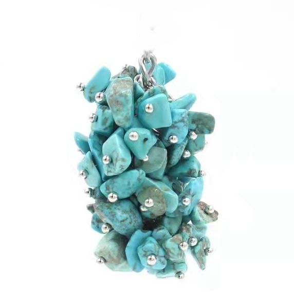 Natural Grape Shape Gravel Pendant Charm Necklace Keychain Rings Quartz Crystal Accessories For Women's Jewelry