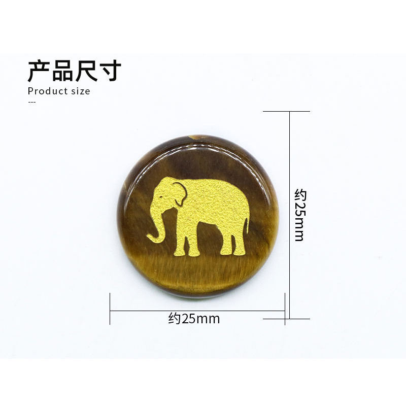 Hot Sale Tiger Eye Green Aventurine Pink Crystal Carved Elephant Disc Diy Jewelry Accessories For Women Gift