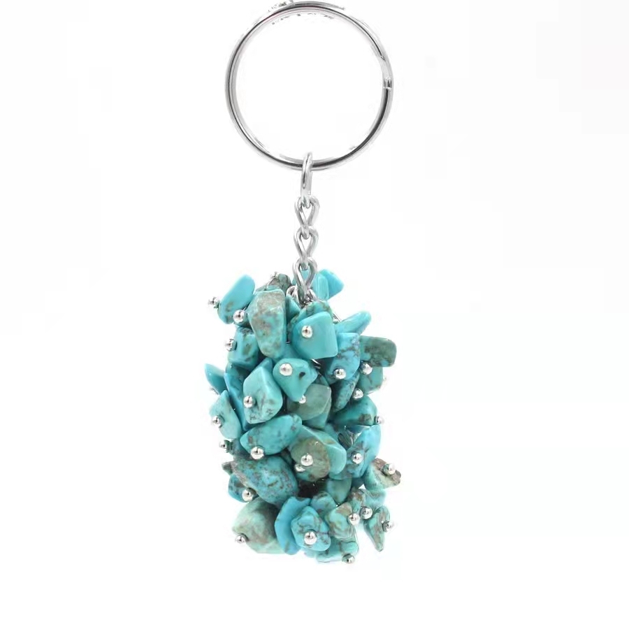 Natural Grape Shape Gravel Pendant Charm Necklace Keychain Rings Quartz Crystal Accessories For Women's Jewelry