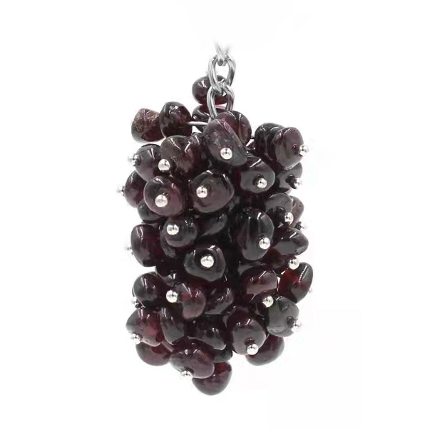 Natural Grape Shape Gravel Pendant Charm Necklace Keychain Rings Quartz Crystal Accessories For Women's Jewelry