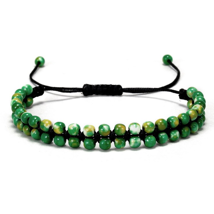 4mm Woven Beads Bracelet Resin Amber Colorful Natural Turquoise Stone Black Rope Woven Adjustable Bracelets