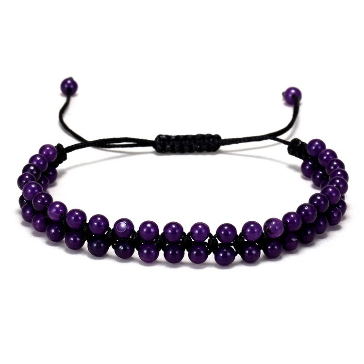 4mm Woven Beads Bracelet Resin Amber Colorful Natural Turquoise Stone Black Rope Woven Adjustable Bracelets