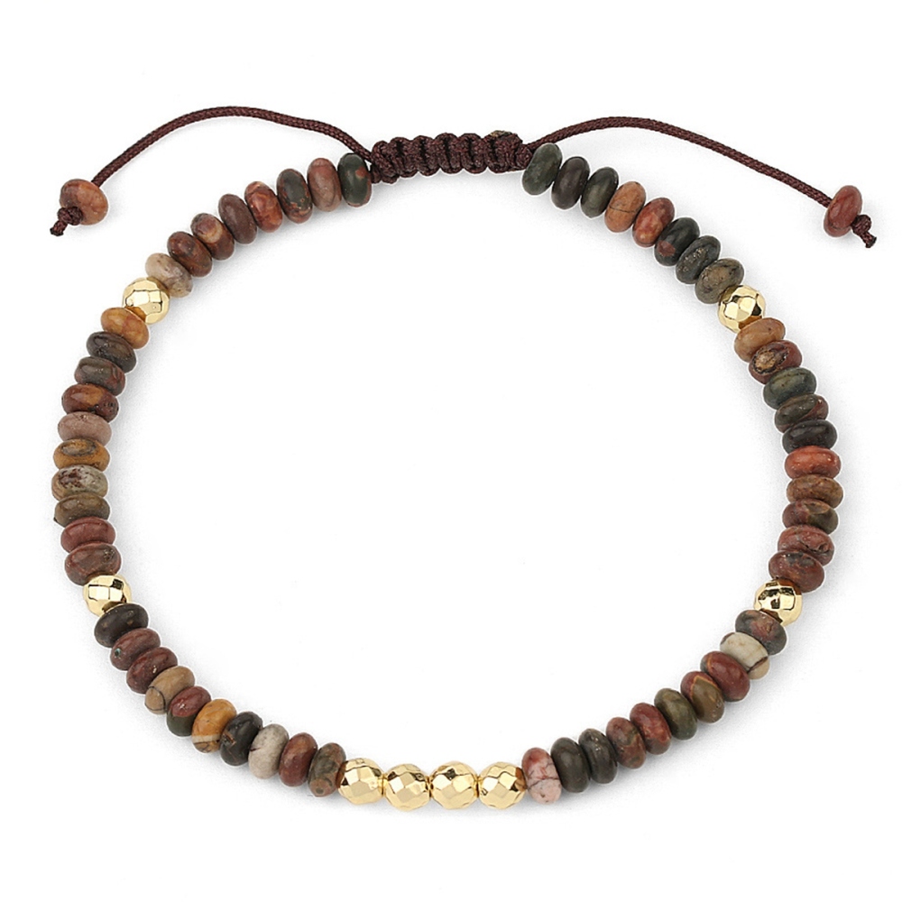 Bohemian 4mm Healing Stone Beads Bracelets for Women Men Semi-precious Adjustable Handmade Gemstone Crystal Beaded Bracelet