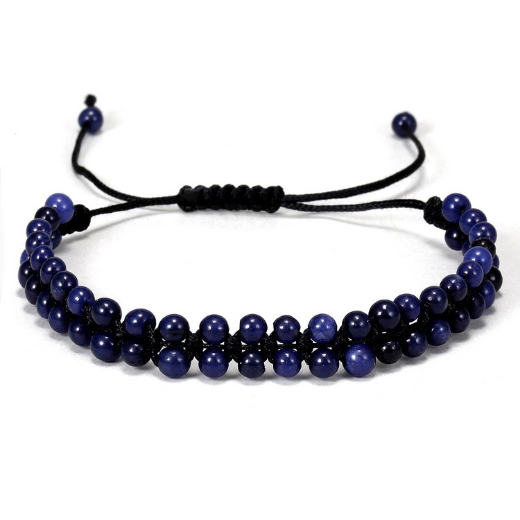 4mm Woven Beads Bracelet Resin Amber Colorful Natural Turquoise Stone Black Rope Woven Adjustable Bracelets