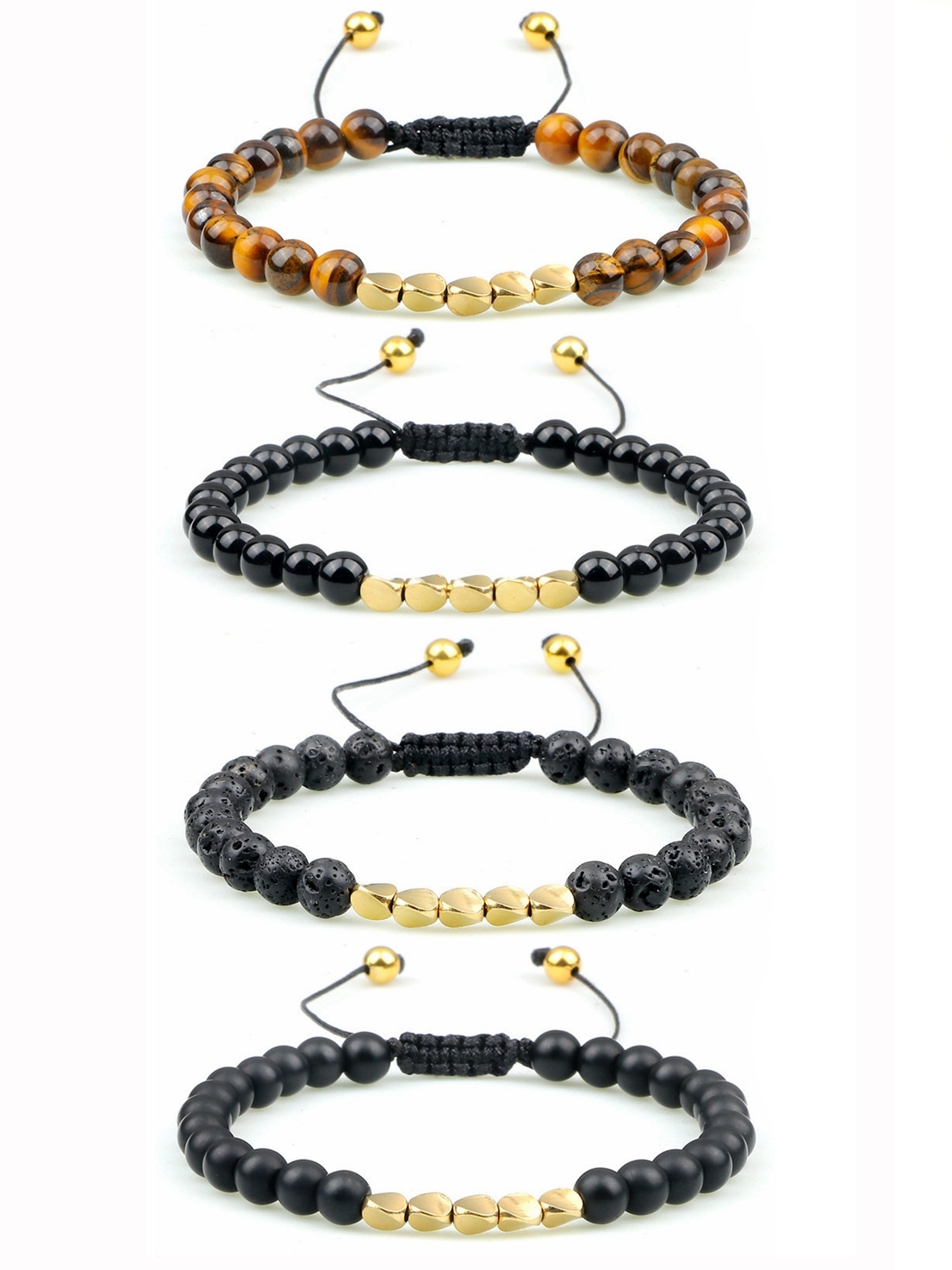 Natural 6mm Tiger Lava Bangle Irregular Copper Beads Braided Bracelet For Women Men Handmade Ethnic Tibetan Jewelry