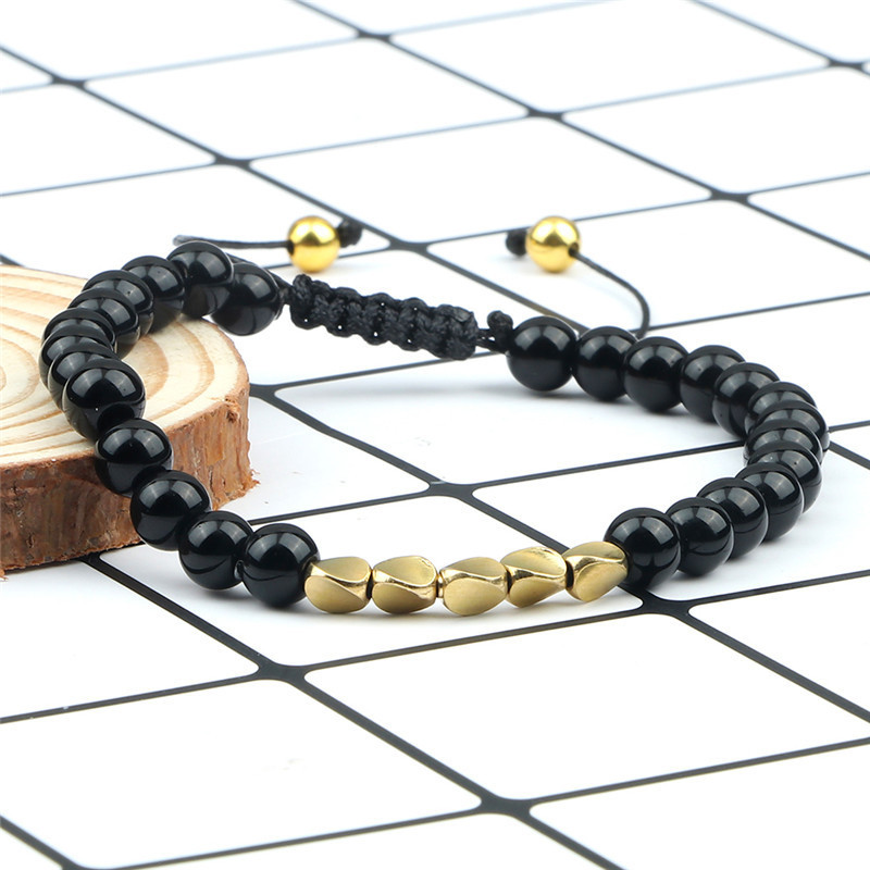 Natural 6mm Tiger Lava Bangle Irregular Copper Beads Braided Bracelet For Women Men Handmade Ethnic Tibetan Jewelry