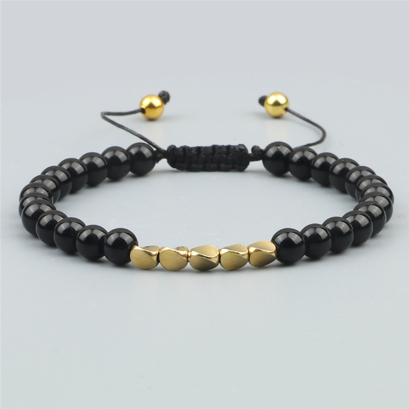 Natural 6mm Tiger Lava Bangle Irregular Copper Beads Braided Bracelet For Women Men Handmade Ethnic Tibetan Jewelry