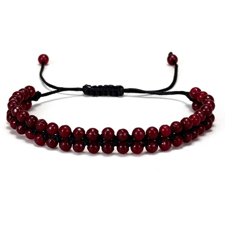 4mm Woven Beads Bracelet Resin Amber Colorful Natural Turquoise Stone Black Rope Woven Adjustable Bracelets