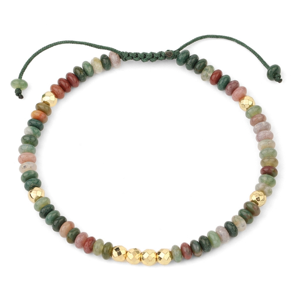 Bohemian 4mm Healing Stone Beads Bracelets for Women Men Semi-precious Adjustable Handmade Gemstone Crystal Beaded Bracelet