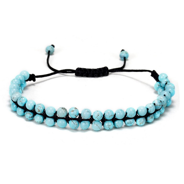 4mm Woven Beads Bracelet Resin Amber Colorful Natural Turquoise Stone Black Rope Woven Adjustable Bracelets