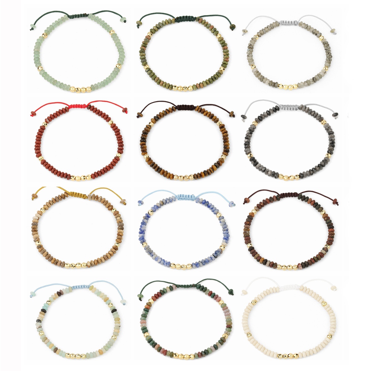Bohemian 4mm Healing Stone Beads Bracelets for Women Men Semi-precious Adjustable Handmade Gemstone Crystal Beaded Bracelet