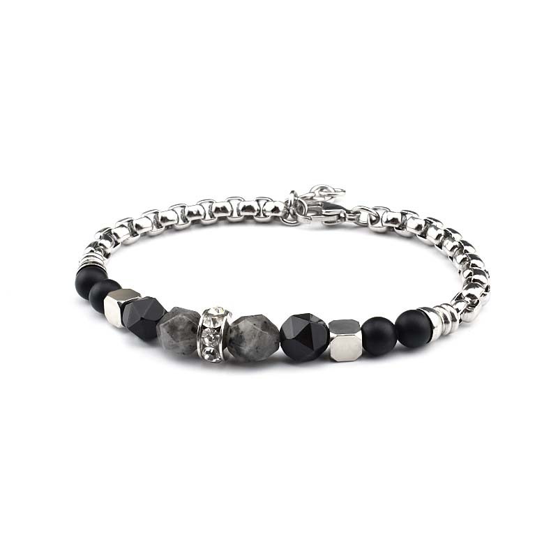 Natural Stone Beaded Bracelets Adjustable Chain Silver Stainless Steel Bracelet Tiger's Eye Bracelet For Men Jewelry Gift