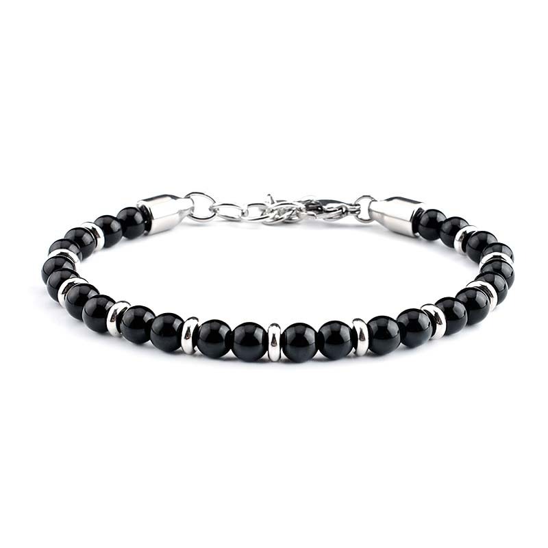 Natural Gemstone 6mm Beads and Stainless Steel Bracelets for Men Women Weathered Agate Map Stone Beaded Bracelet