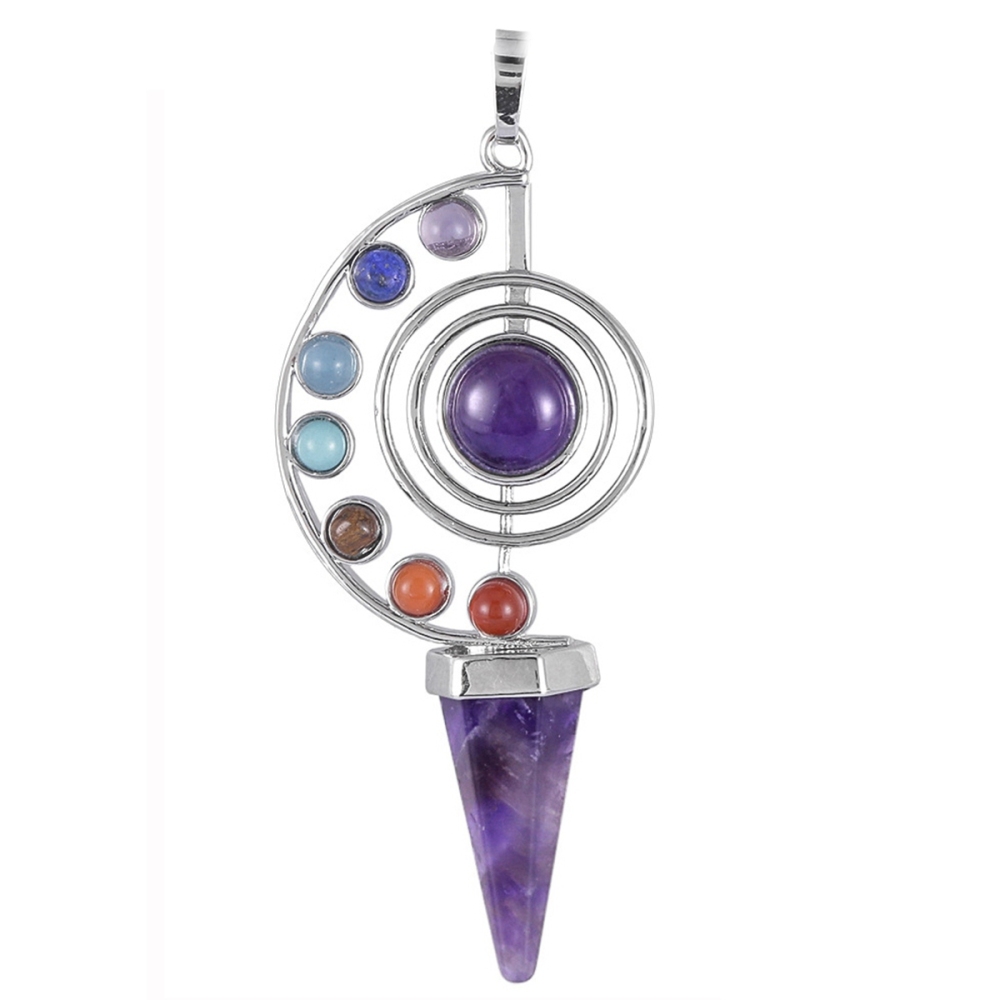 Fashion Point Making Pendant Wholesale Healing Stone Yoga 7 Seven Chakras Jewelry Heal Sign Symbol Charm Pendant For Gift