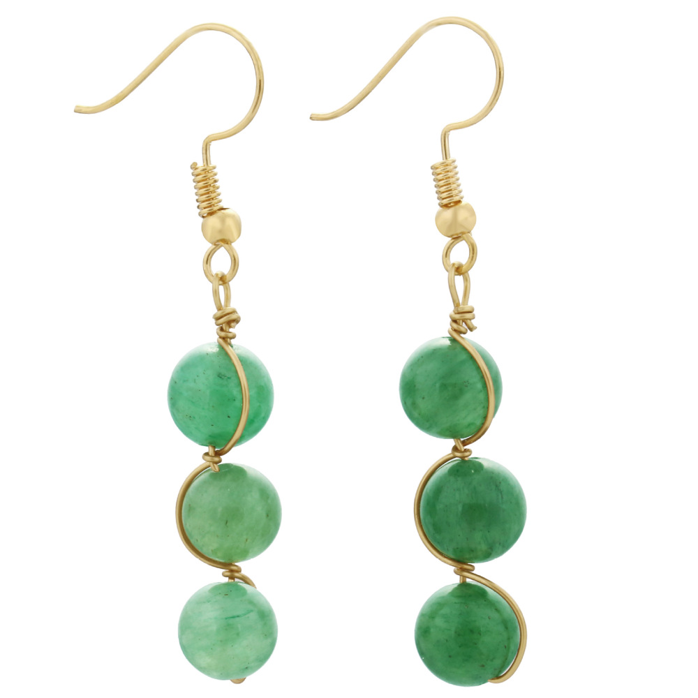 8mm Crystal Stone Earrings for Women Dangle Chakra Healing Spiritual Chips Amethyst Green Aventurine Tiger Eye Stones Beads Earings