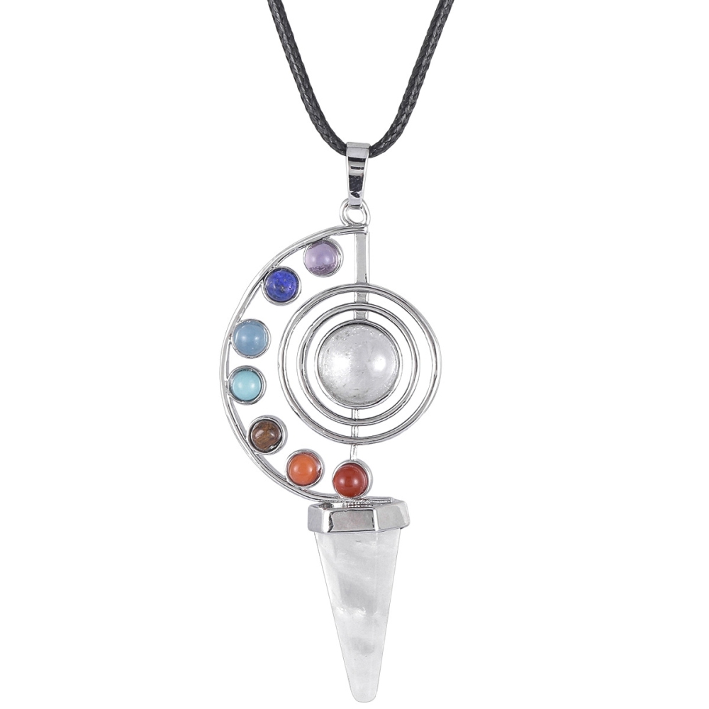 Fashion Point Making Pendant Wholesale Healing Stone Yoga 7 Seven Chakras Jewelry Heal Sign Symbol Charm Pendant For Gift