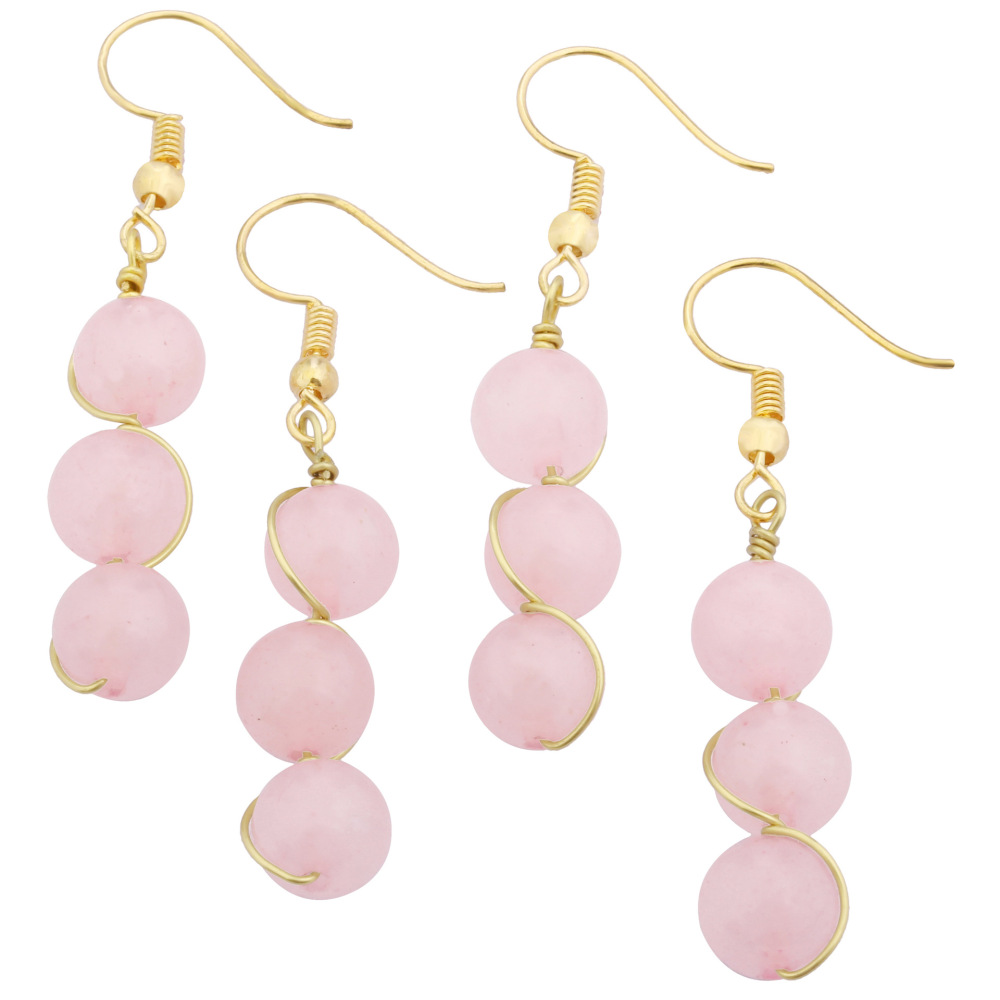 8mm Crystal Stone Earrings for Women Dangle Chakra Healing Spiritual Chips Amethyst Green Aventurine Tiger Eye Stones Beads Earings