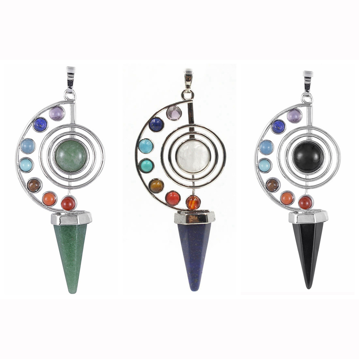 Fashion Point Making Pendant Wholesale Healing Stone Yoga 7 Seven Chakras Jewelry Heal Sign Symbol Charm Pendant For Gift