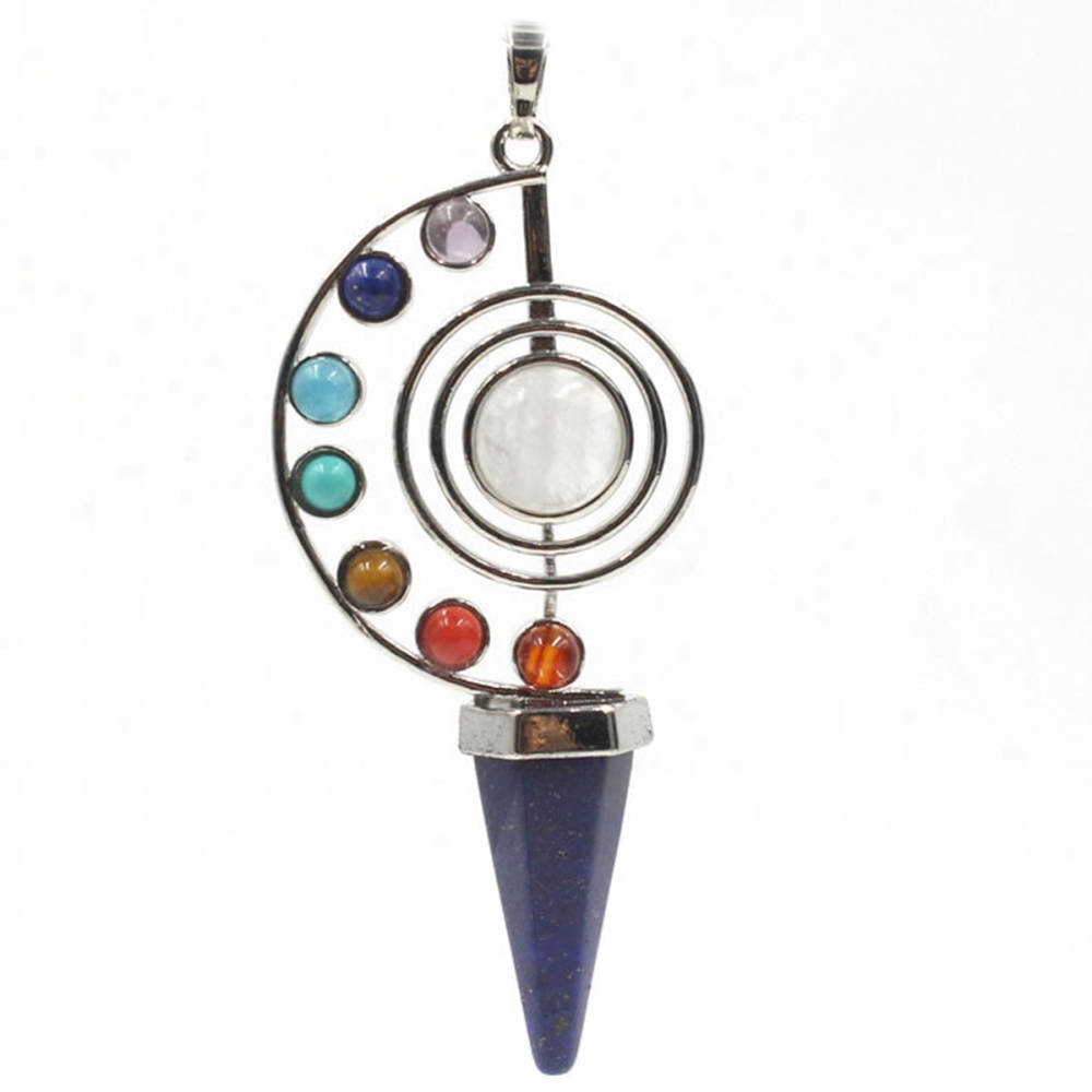 Natural Stone Pendulum Crystal Yoga 7 Chakra Spiral Hexagonal Cone Pendant Amethyst Reiki Healing Pendulum Jewelry