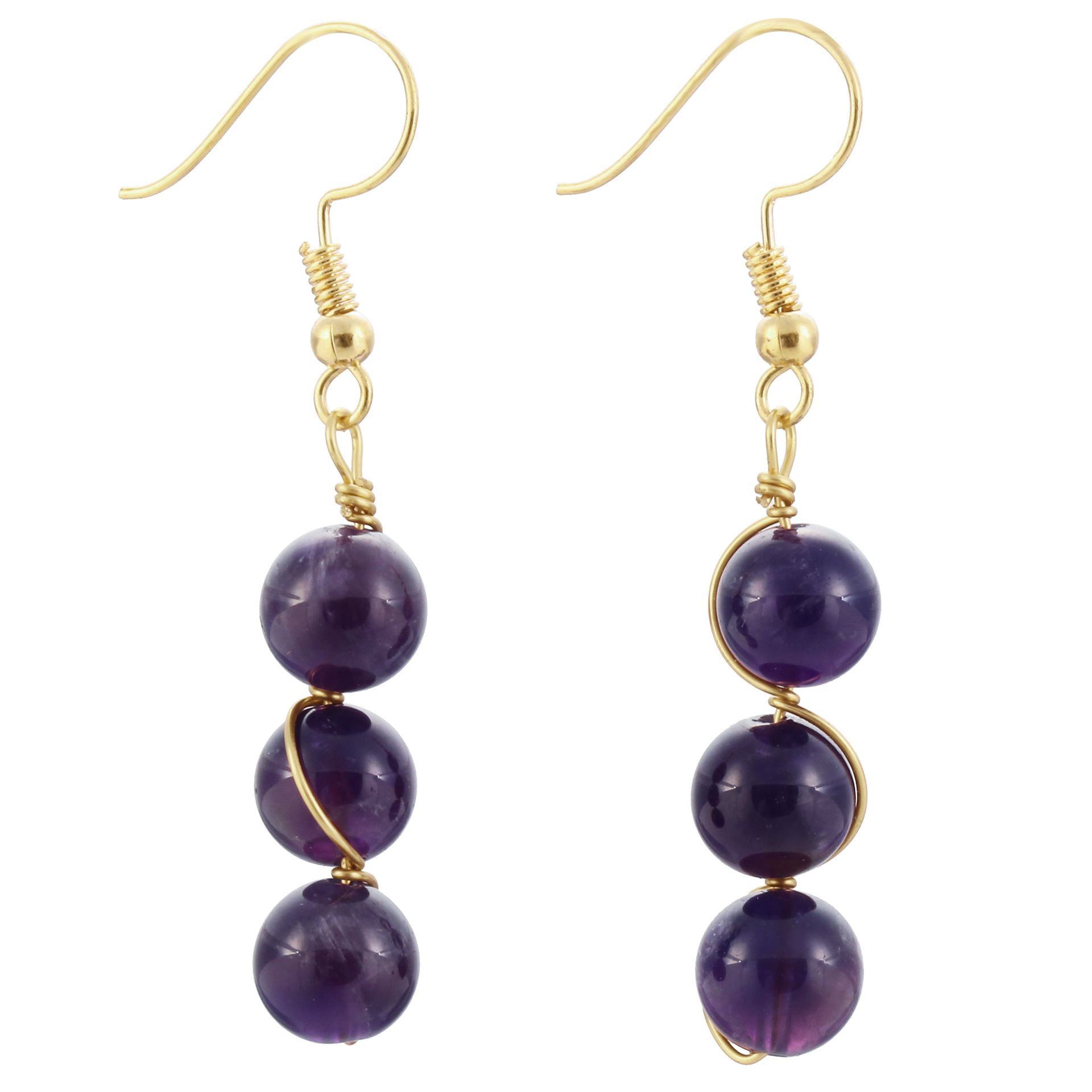8mm Crystal Stone Earrings for Women Dangle Chakra Healing Spiritual Chips Amethyst Green Aventurine Tiger Eye Stones Beads Earings