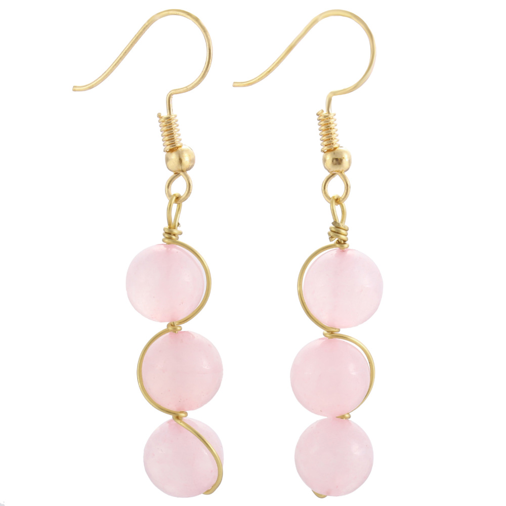 8mm Crystal Stone Earrings for Women Dangle Chakra Healing Spiritual Chips Amethyst Green Aventurine Tiger Eye Stones Beads Earings