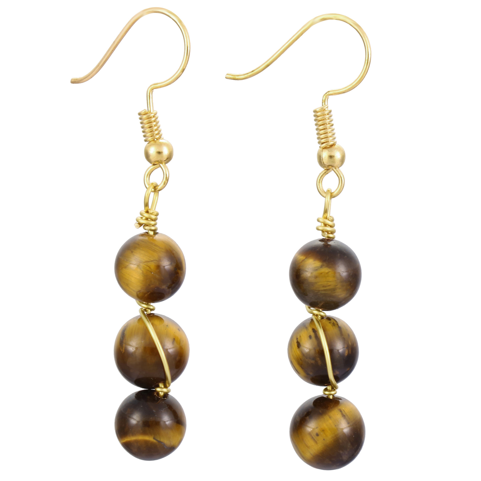 8mm Crystal Stone Earrings for Women Dangle Chakra Healing Spiritual Chips Amethyst Green Aventurine Tiger Eye Stones Beads Earings